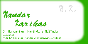 nandor karikas business card